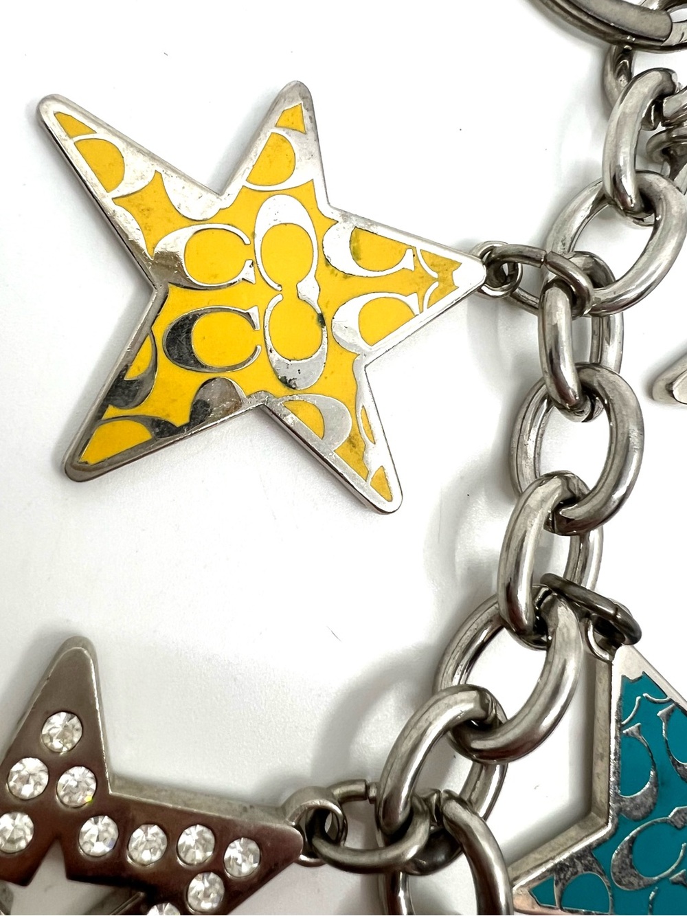 Coach Large Star Keychain Silver Tone Dangle Rhinestone Bag Charm Keychain Y2K - Picture 4 of 14